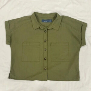 Indigo Rising Button down crop top